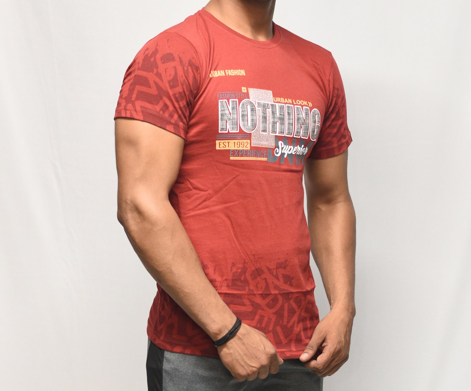 Brown-orange Printed T-Shirt